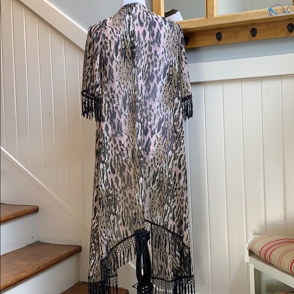 NWT For Love & Lemons Printed Open Front Kimono - Picture 3 of 6